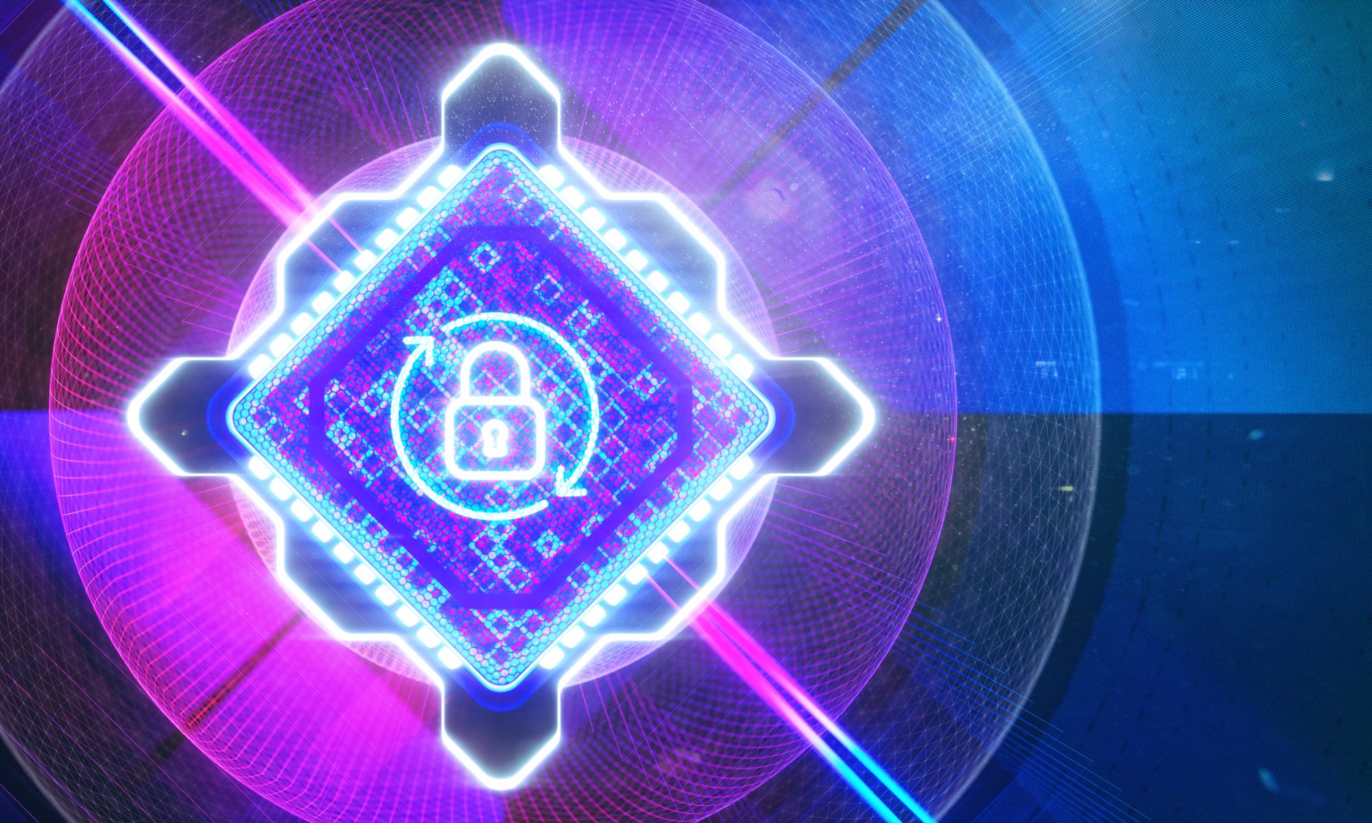 Quantum security graphic illustrating encrypted communications as Quantum eMotion joins Québec’s quantum communications testbed.