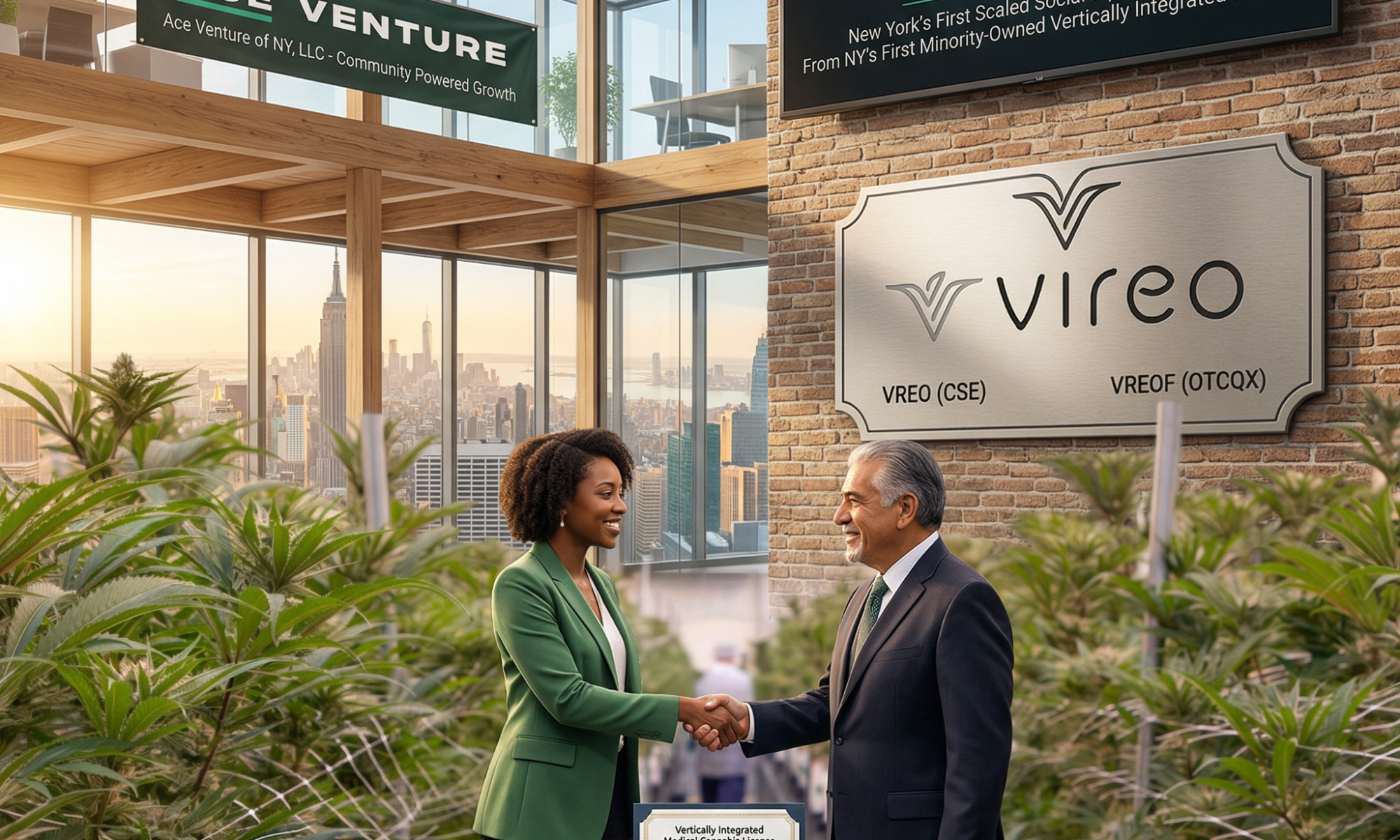 Vireo Growth Inc. and Ace Ventures announce a strategic partnership to establish New York's first minority-owned vertically integrated cannabis operator.