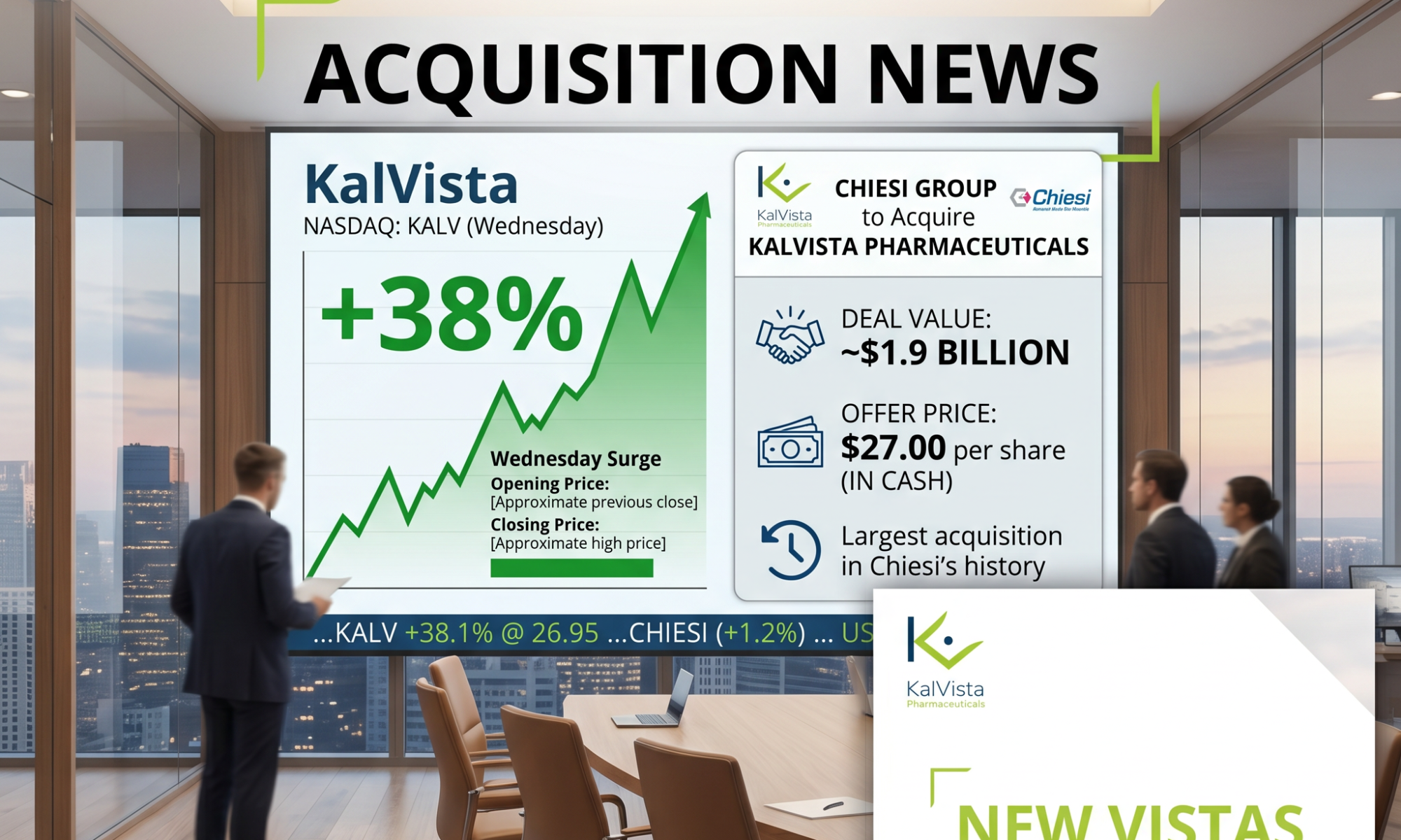 Chiesi Group acquires KalVista Pharmaceuticals for $1.9B, adding EKTERLY — the first oral on-demand HAE treatment — to its rare disease portfolio.