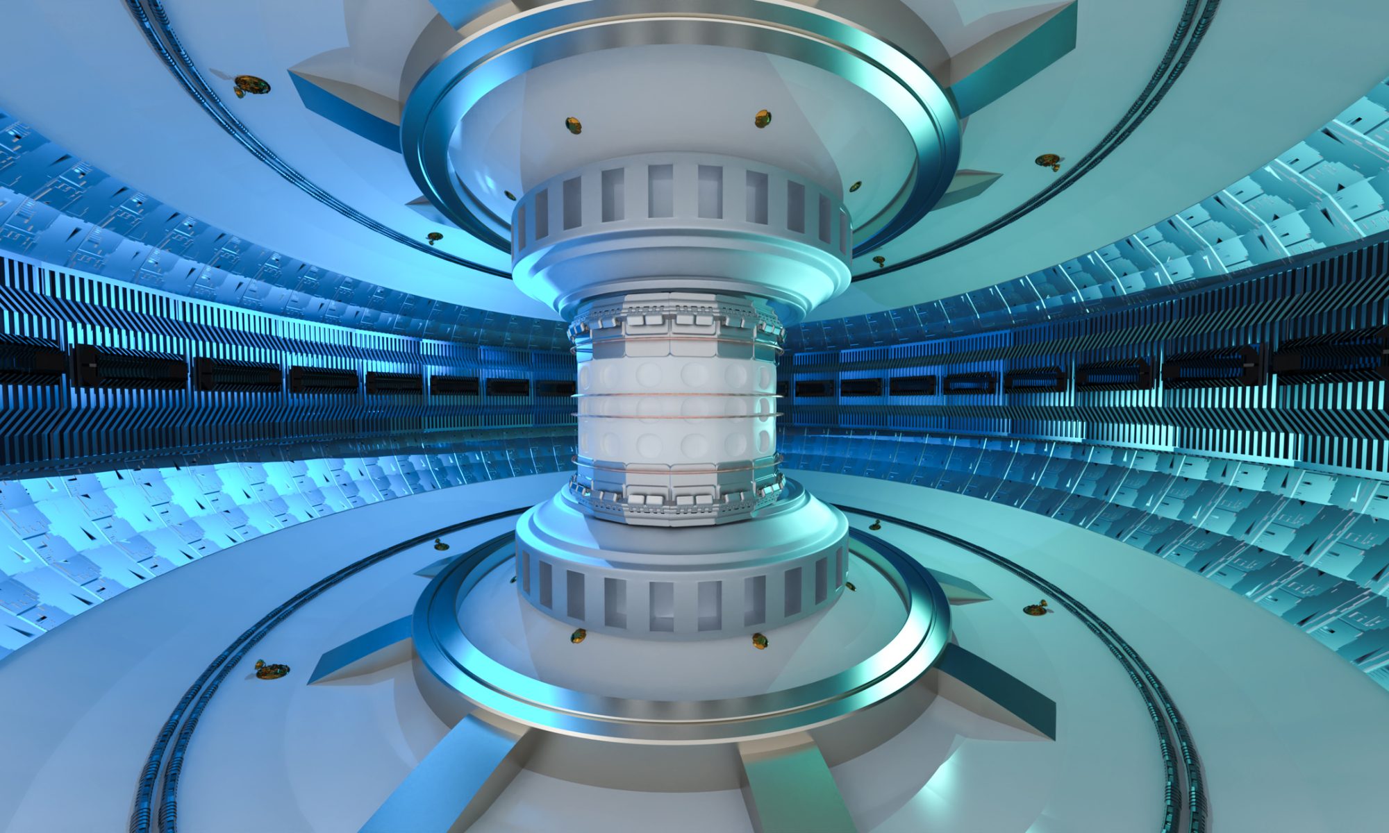 Modern advanced nuclear test reactor interior representing Oklo's Groves reactor reaching first criticality under the U.S. Department of Energy's Reactor Pilot Program.