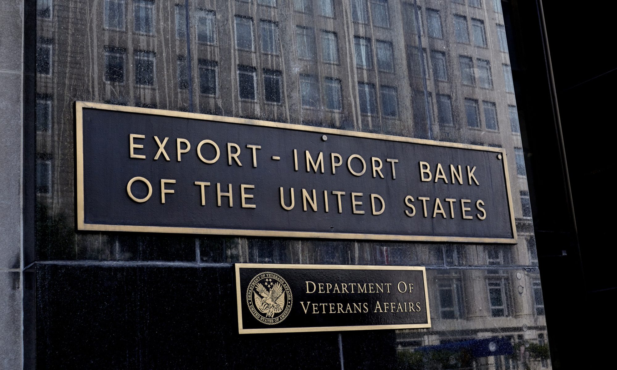 Export-Import Bank of the United States building signage, representing federal financial support for 5E Advanced Materials’ Fort Cady boron project in California.