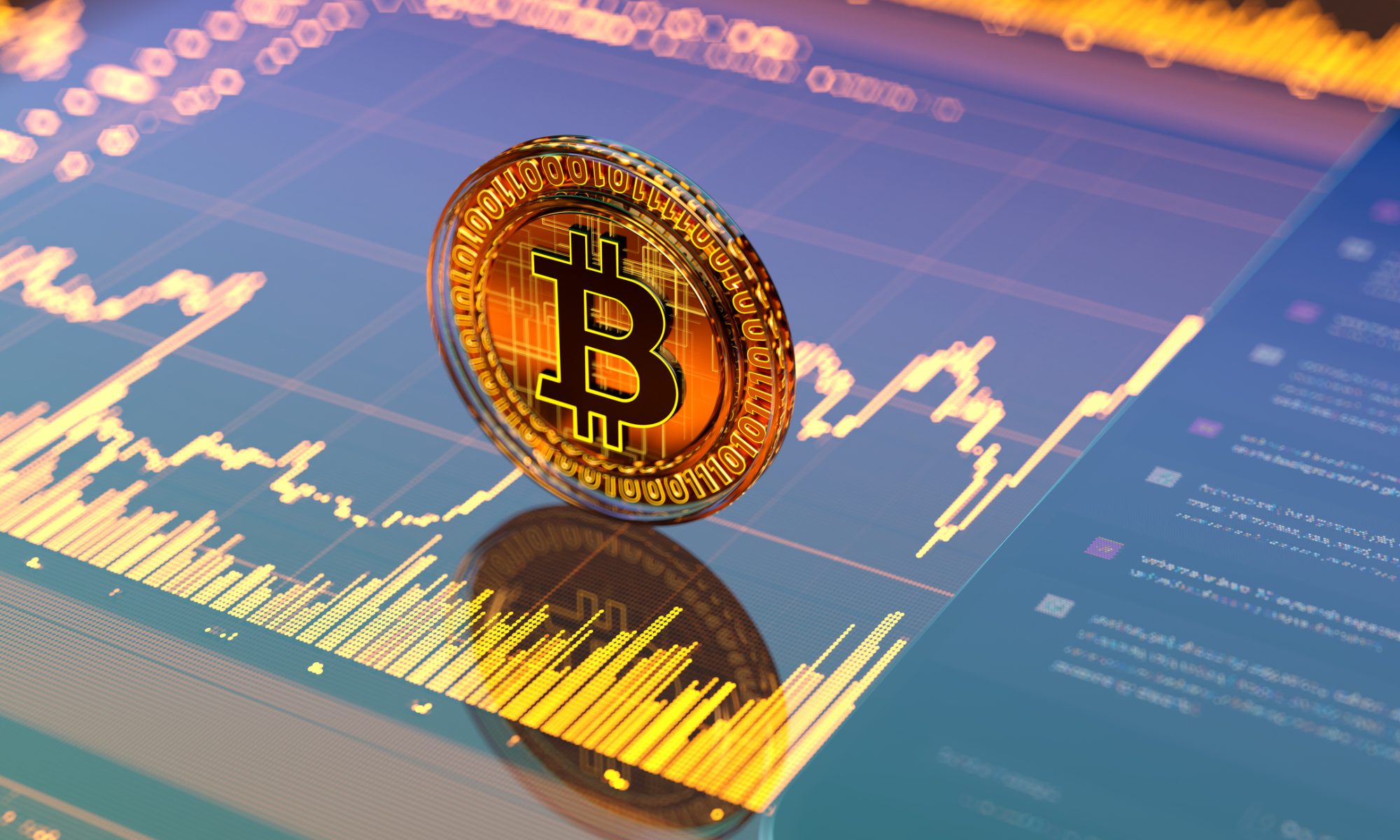 Bitcoin-style cryptocurrency coin displayed over digital market charts, representing BitMine Immersion Technologies’ expanding Ethereum treasury, staking strategy, and $11.6 billion in reported holdings.