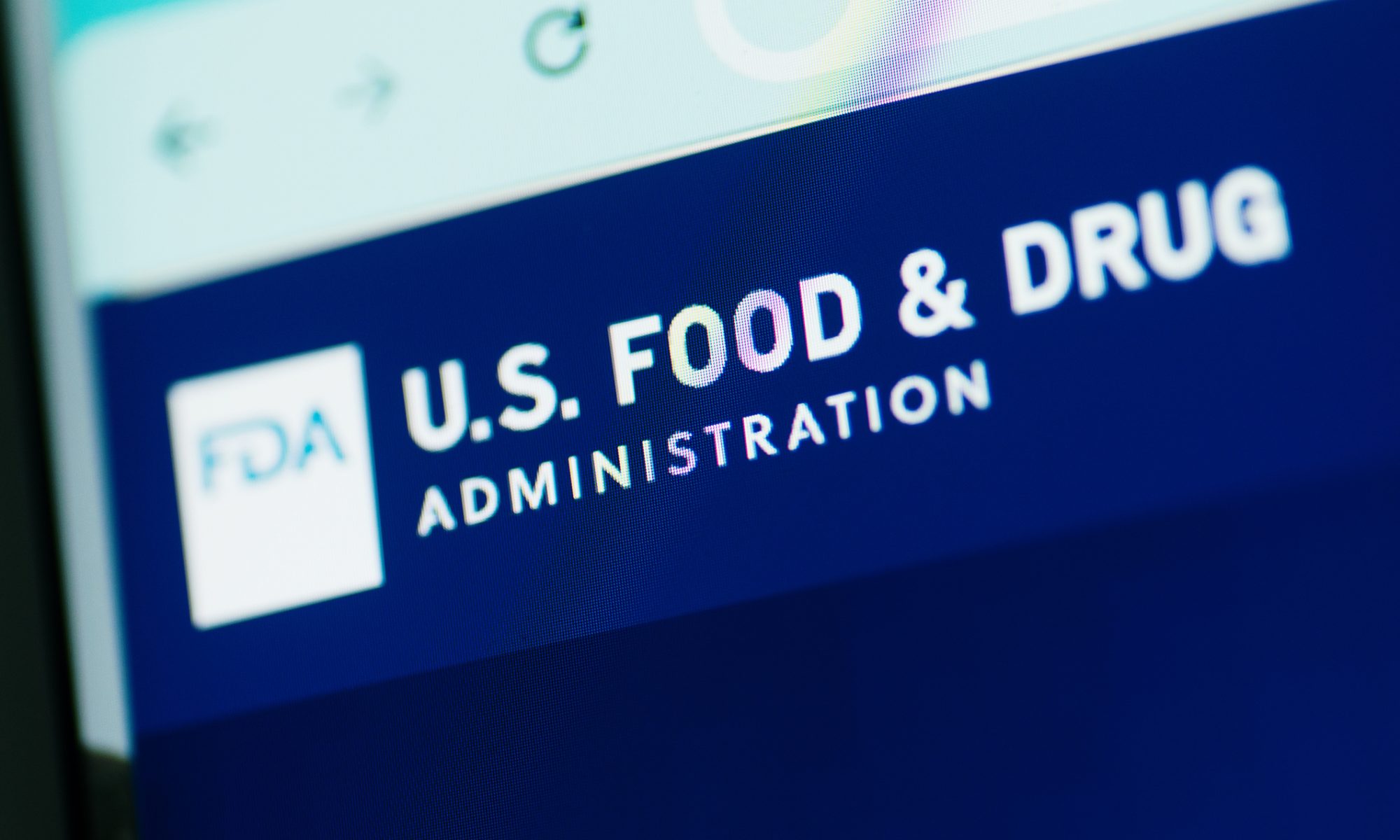 Close-up of the U.S. Food and Drug Administration website, representing InspireMD’s upcoming FDA regulatory decisions for its CGuard carotid-stent systems.