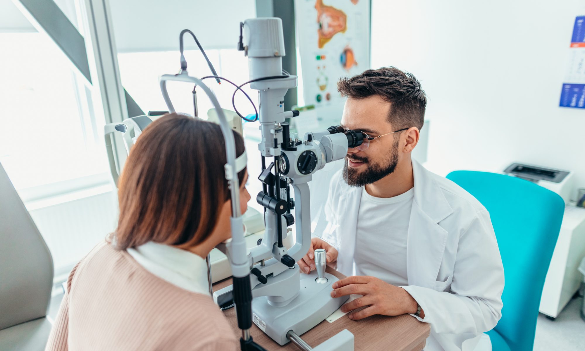 Genetic testing and laboratory analysis representing ophthalmology screening and precision eye-care diagnostics.