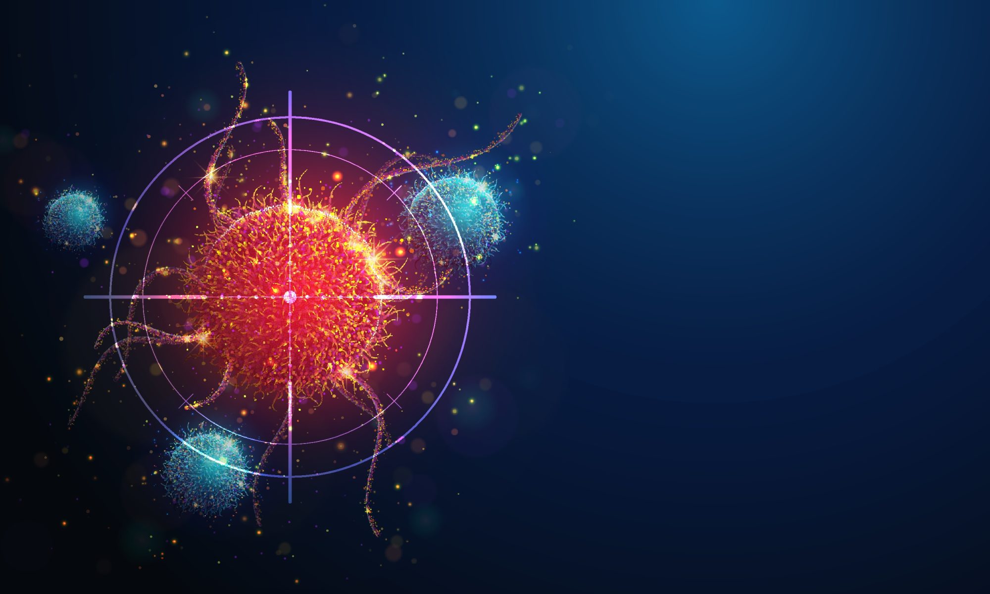 Illustration of targeted cancer cells representing Adlai Nortye’s AN4035 antibody-drug conjugate and its development for CEACAM5-enriched solid tumors.
