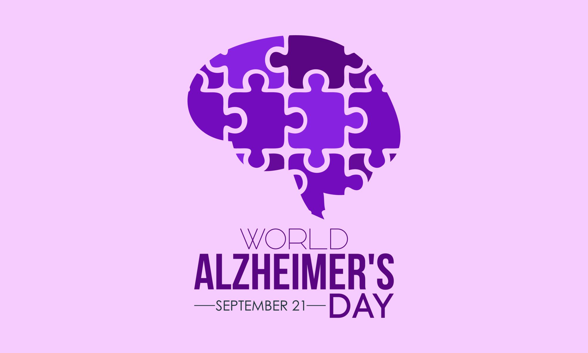 Purple puzzle-piece brain graphic recognizing World Alzheimer’s Day on September 21.
